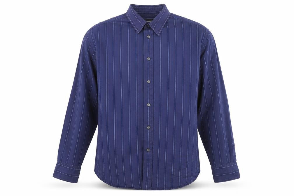 Marks and Spencer Men's Blue Striped Shirt L