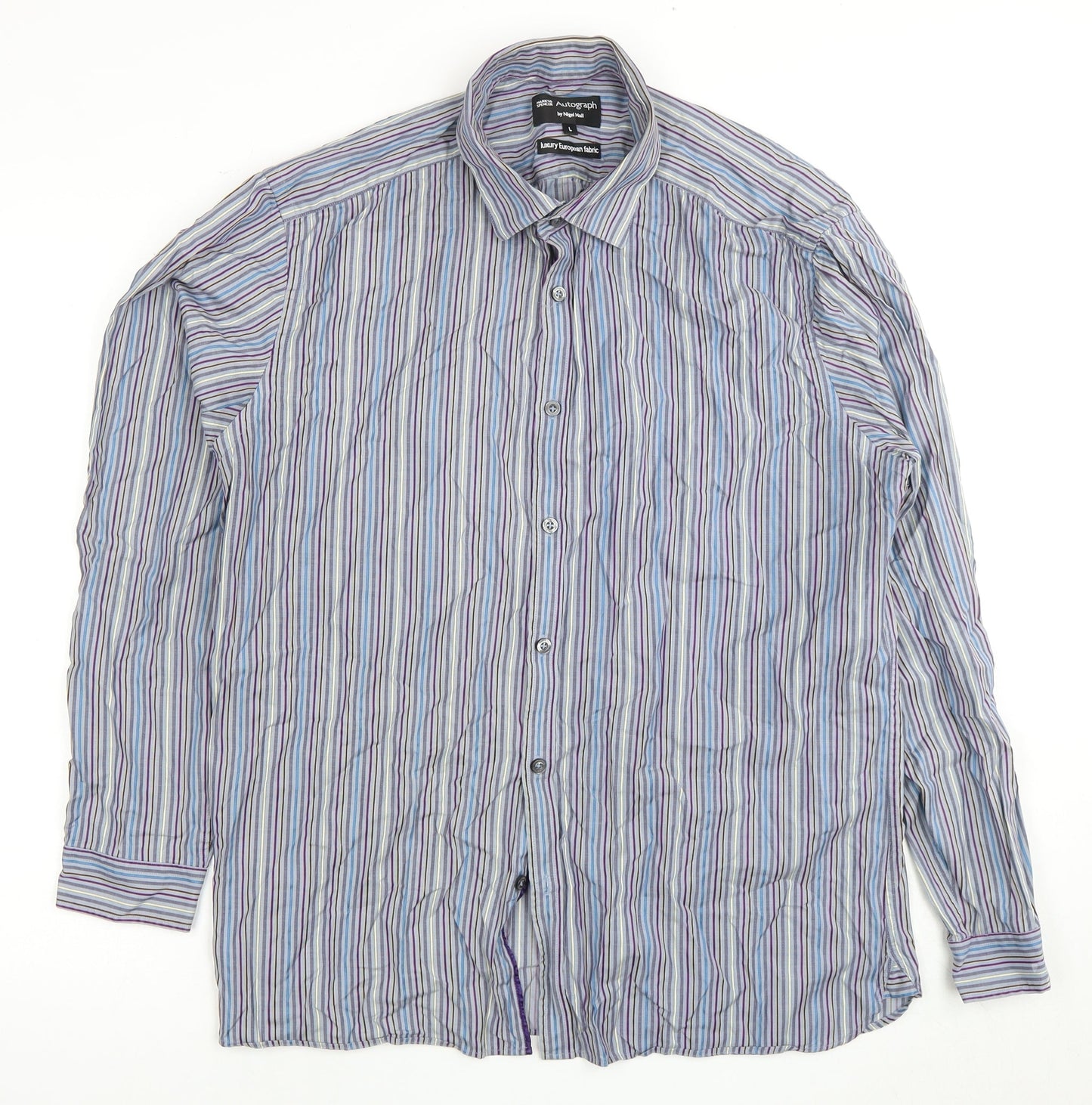 Marks and Spencer Men's Multicoloured Striped Shirt L
