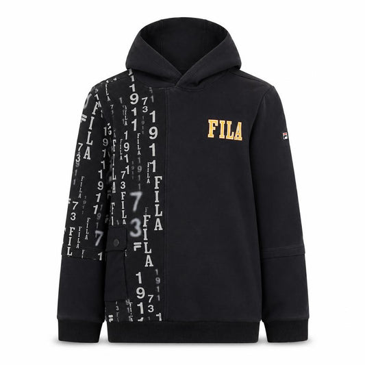 Fila Boys Black Pullover Hoodie, 12 Years, Graphic Print