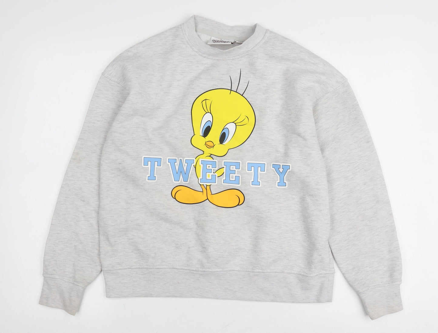 Unisex Adults UK XS Regular Looney Tunes Grey Pullover Sweatshirt