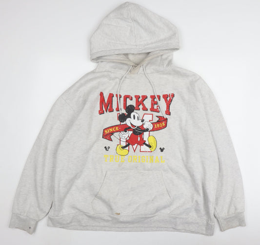 Disney Unisex Adults Grey 2XL Mickey Mouse Pullover Hoodie