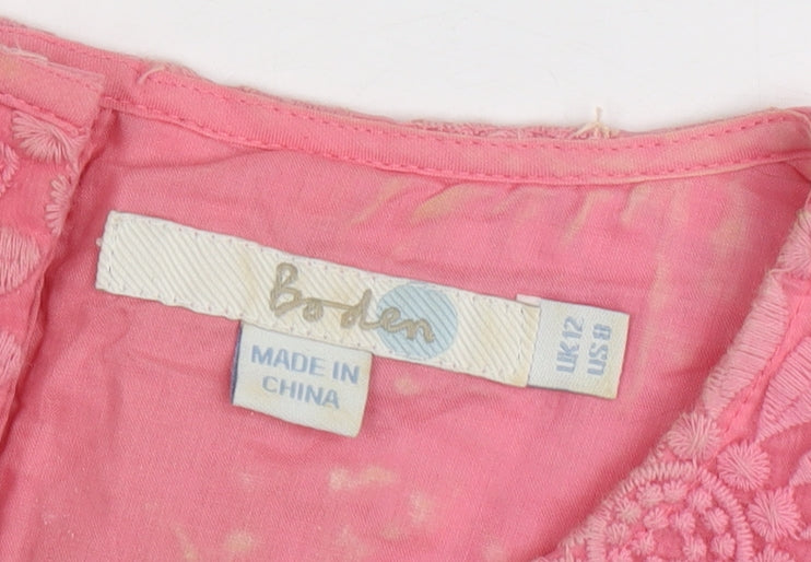 Boden Women's Pink Floral Blouse, Size 12