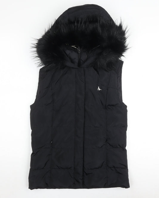 Jack Wills Women's Black Puffer Waistcoat, Size 8