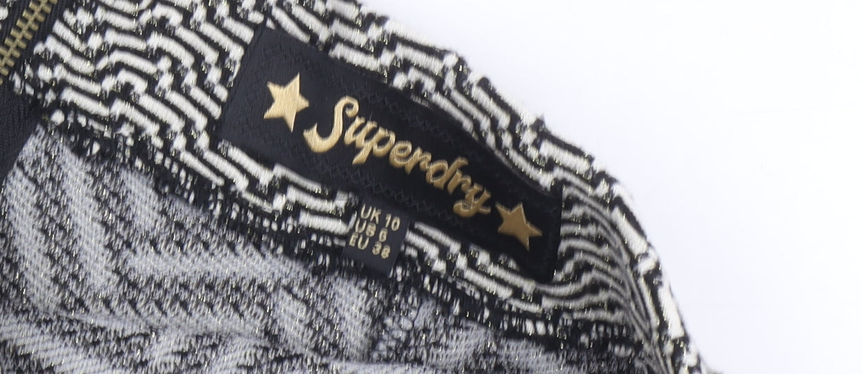 Superdry Women's Black A-Line Skirt, UK 10, Geometric