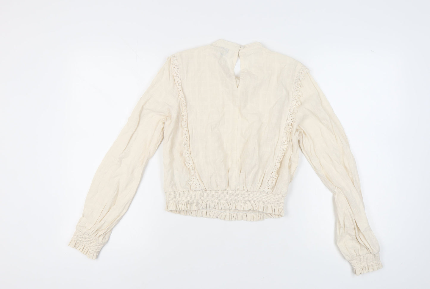Miss Selfridge Ivory Lace Long Sleeve Blouse, Size 10