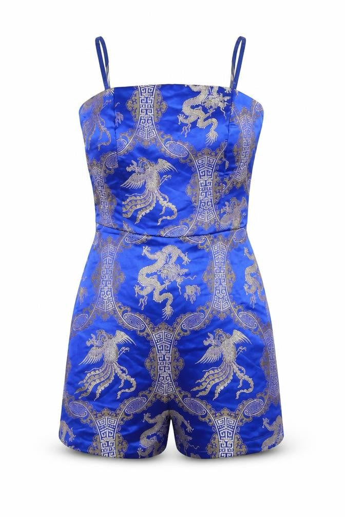 Front view of Missguided Women's Blue Playsuit, size 10, - Party Ready