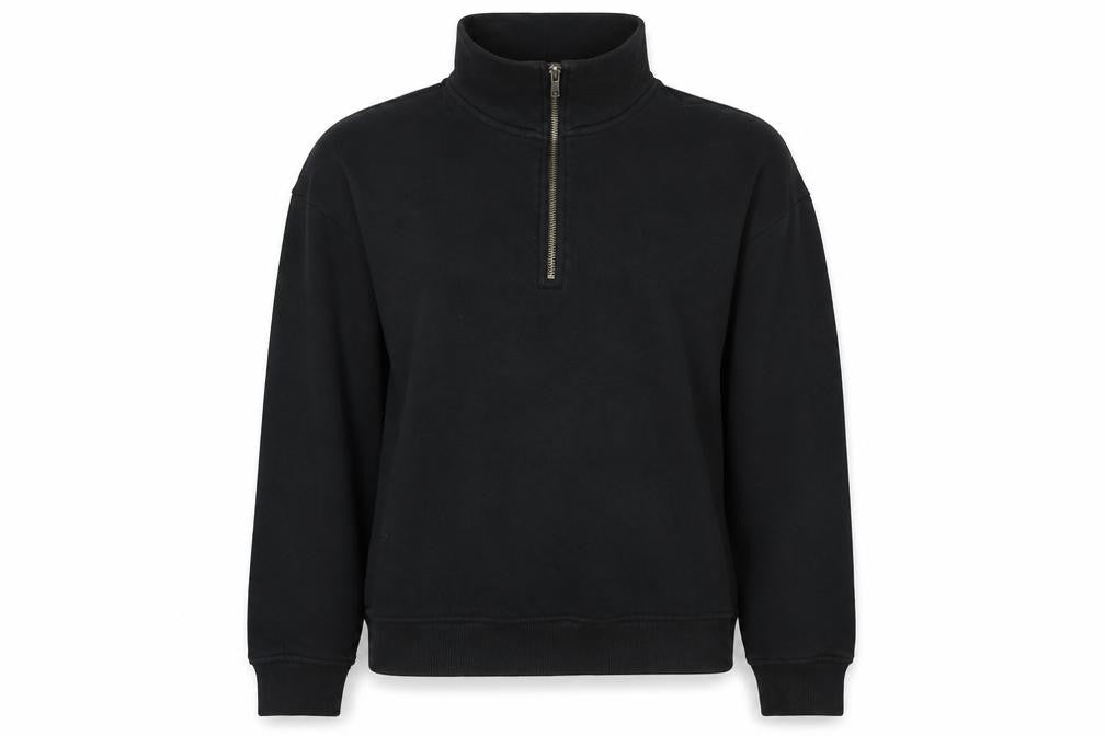Monki Women's Black 2XS Fleece Sweatshirt 1/4 Zip