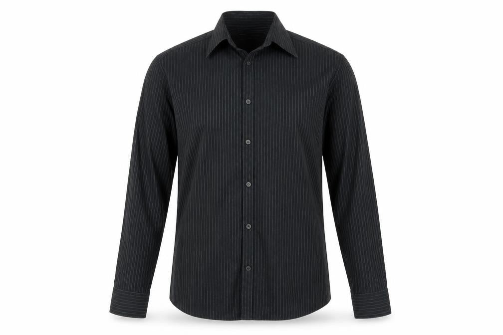Marks and Spencer Men's Black Striped Long Sleeve Shirt
