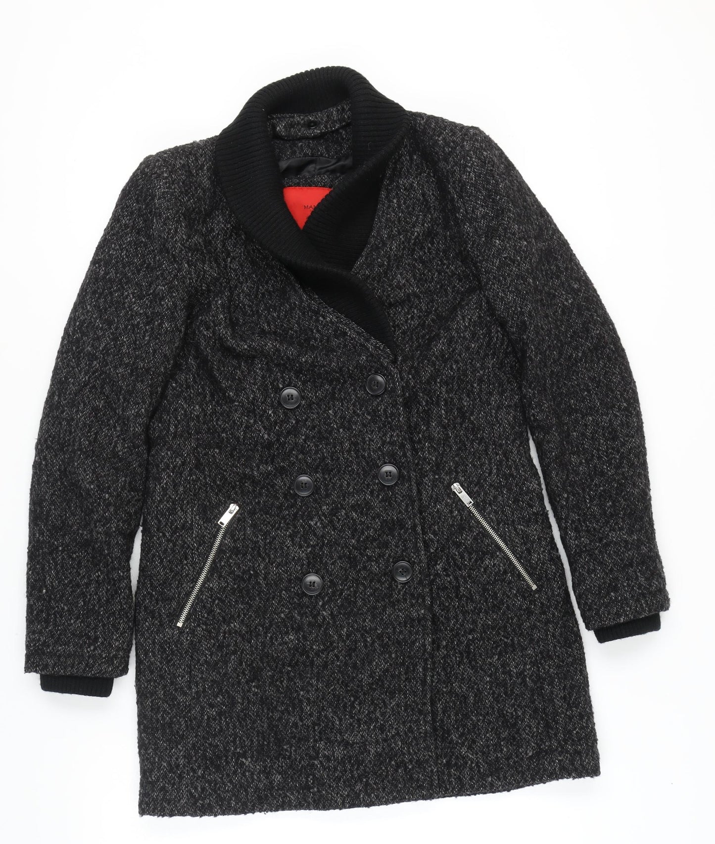 Mango Women's Black Pea Coat Size S - Stylish Business Wear