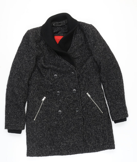 Mango Women's Black Pea Coat Size S - Stylish Business Wear
