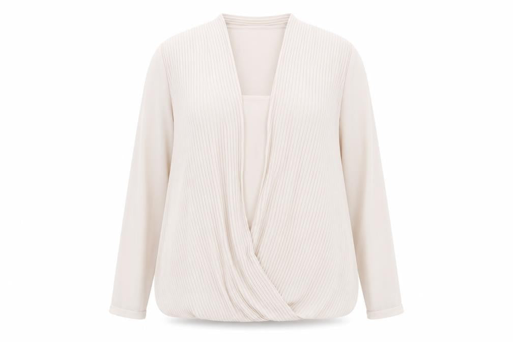 MADELEINE Women's Beige Wrap Blouse in Size 18