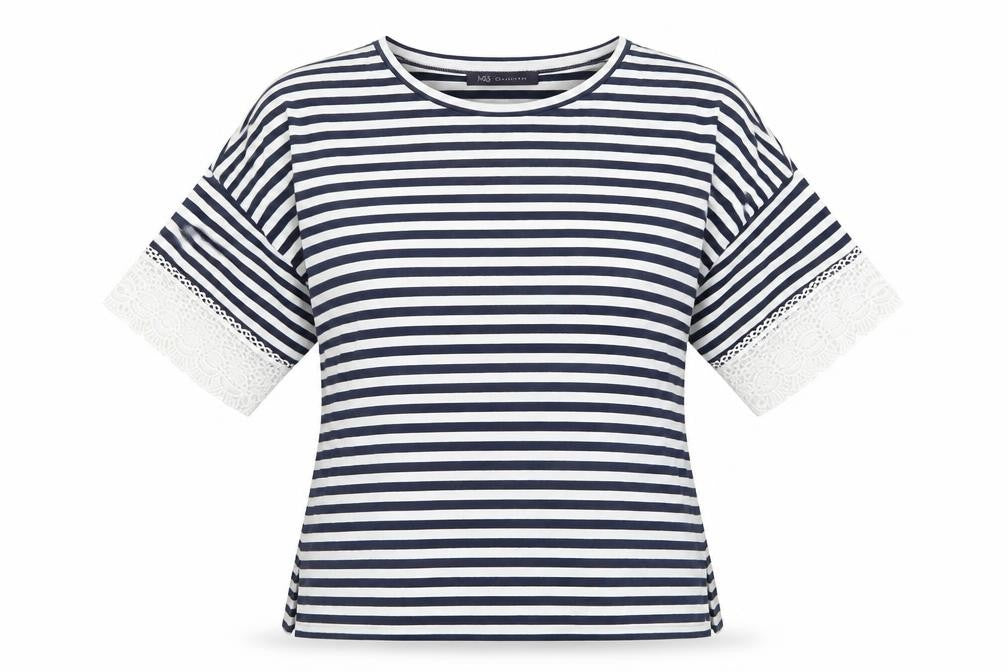 Marks and Spencer Women's Blue Striped T-Shirt, Size 14
