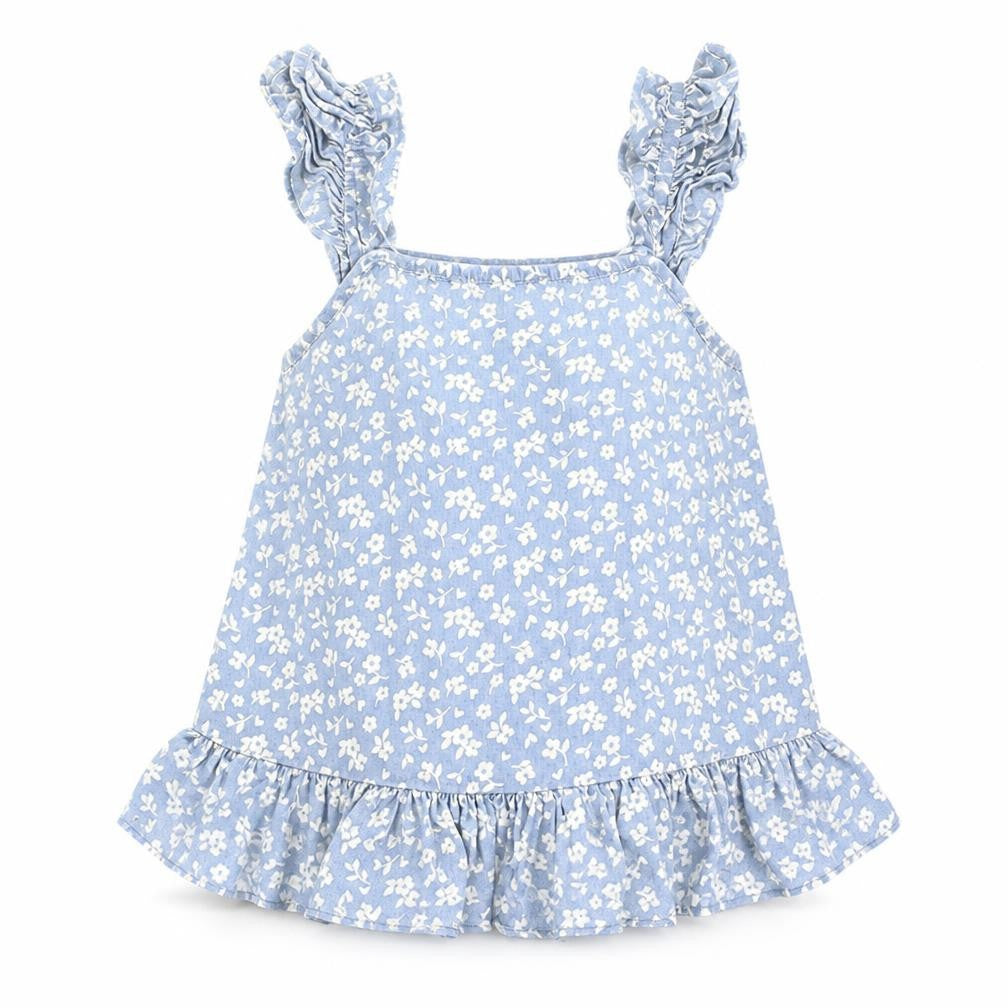 Front view of Marks & Spencer girls’ blue floral camisole tank 6-7 years