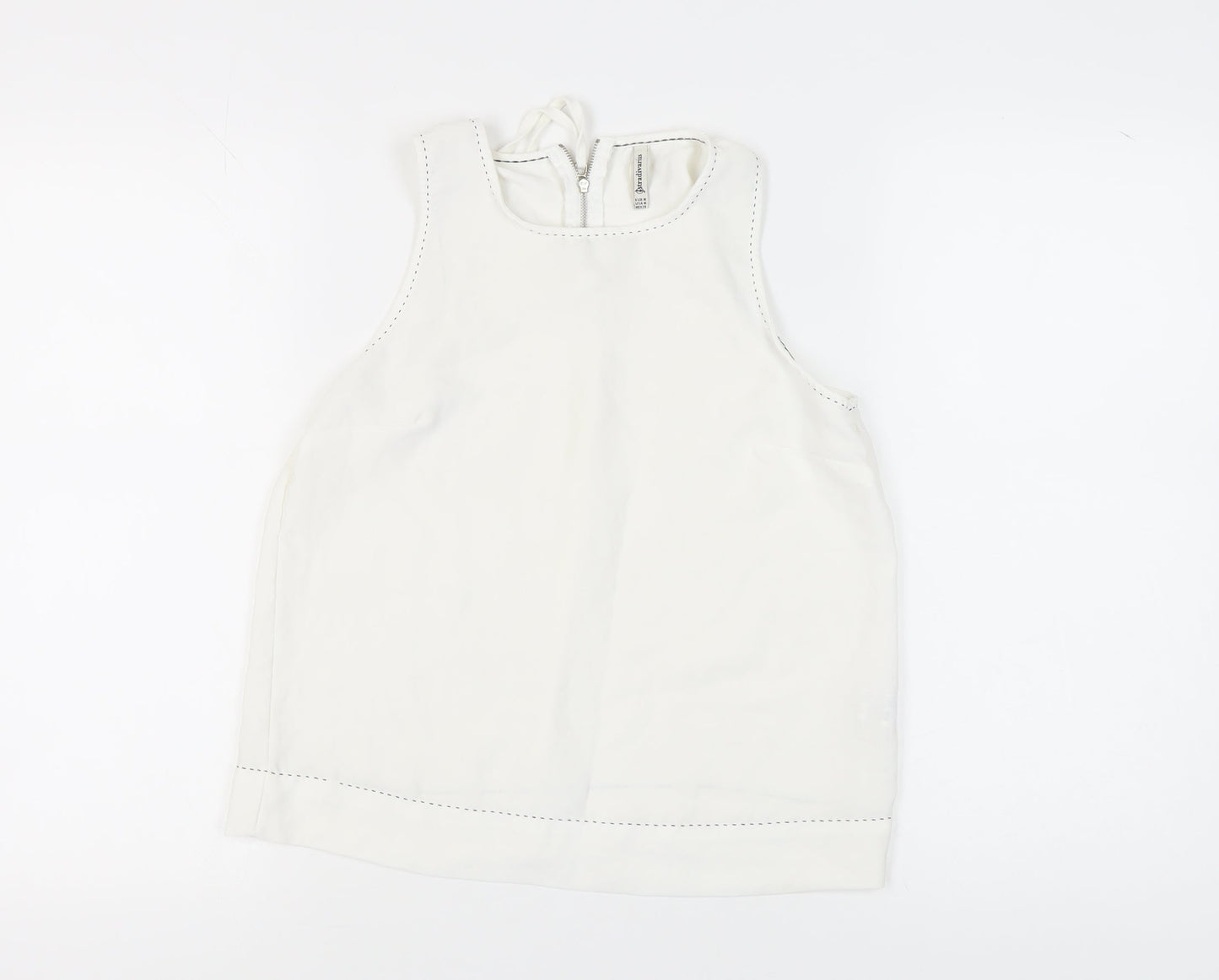 Stradivarius Women's White Tank Top, M, Sleeveless, Zip Closure
