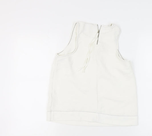 Stradivarius Women's White Tank Top, M, Sleeveless, Zip Closure