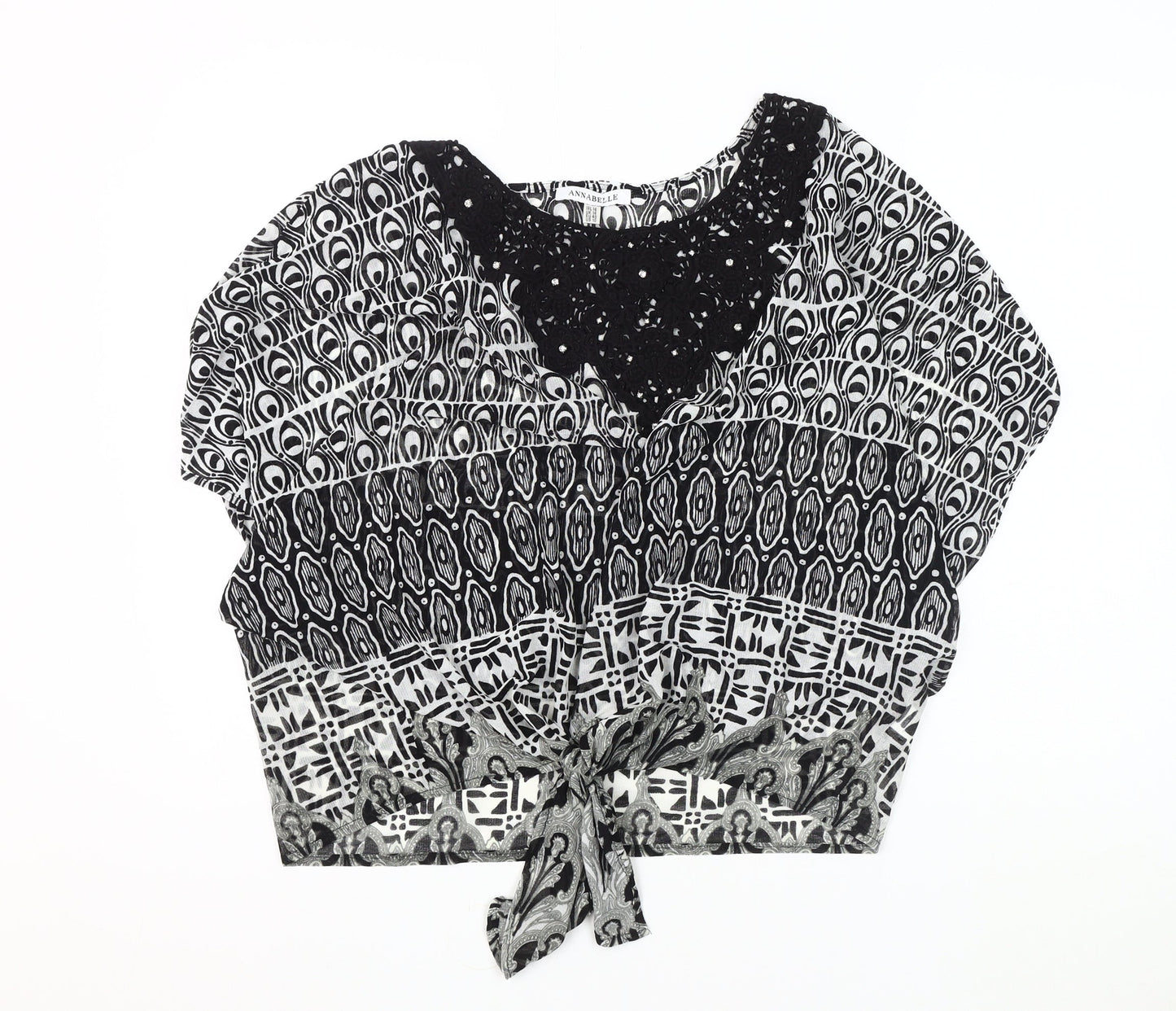 Annabelle Women's Black Geometric Top Size 14