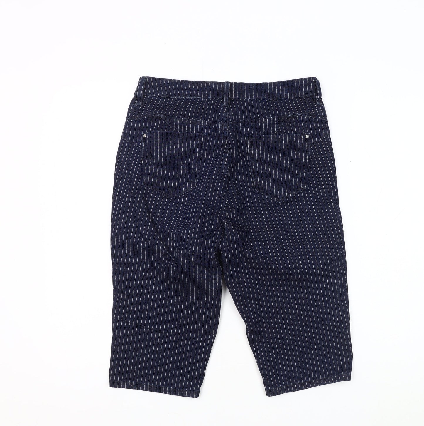 Marks and Spencer Women's Blue Pinstripe Chino Shorts, UK 10
