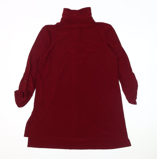 Nina Leonard Women's Red Collared Button-Up Shirt L