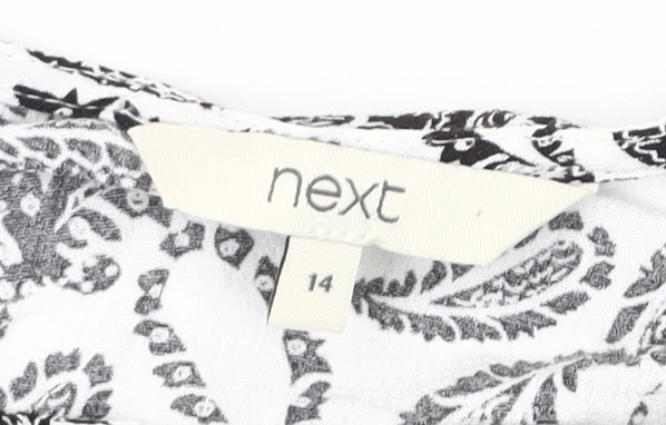 Next Women's Black Floral Blouse Size 14 Viscose