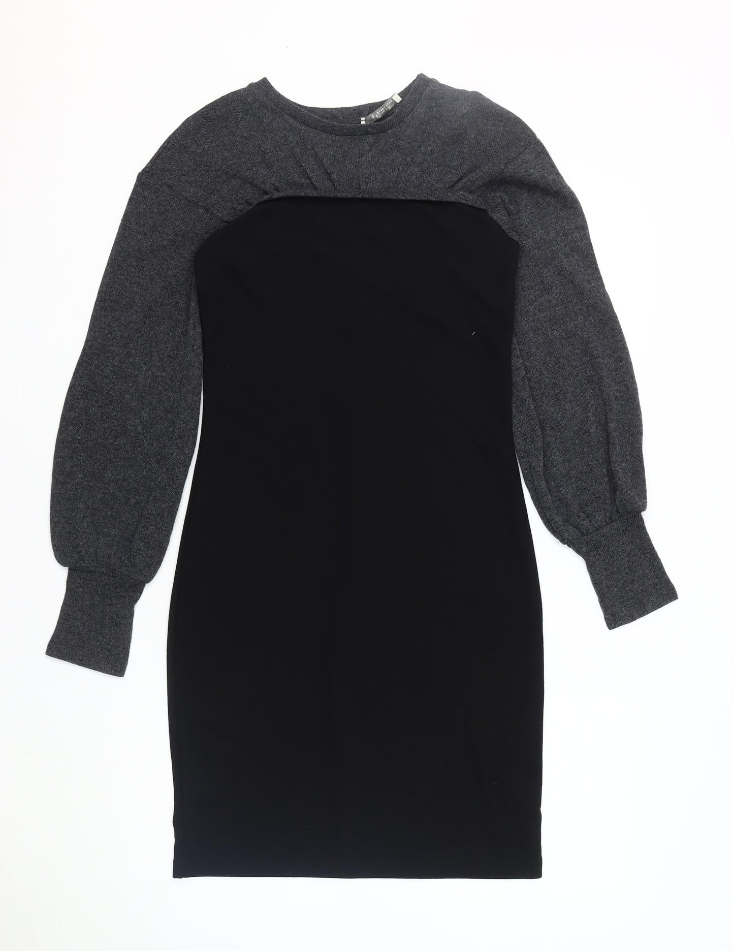 Zara Women’s Black Grey Dress M Long Sleeve Casual