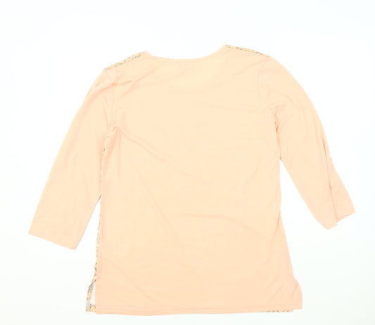 Atlas For Women Beige 3/4 Sleeve Geometric Blouse Size 8
