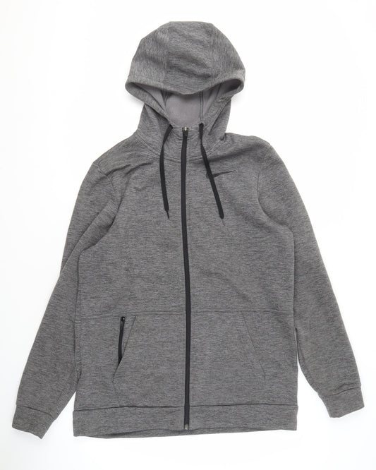 Nike Men's Grey Hoodie, Size M, Full Zip, Fleece