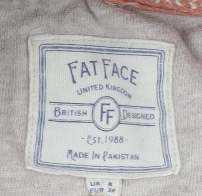 Fat Face Women's Beige Hoodie Size 8 with Logo Accent