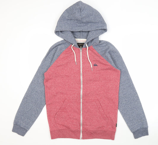 Quiksilver Men's Red and Blue Full Zip Hoodie XS