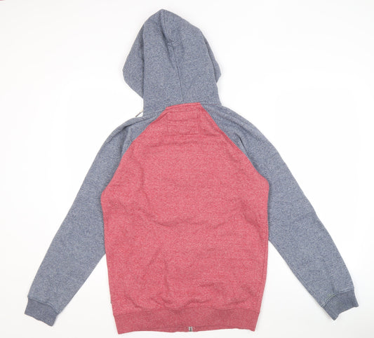 Quiksilver Men's Red and Blue Full Zip Hoodie XS
