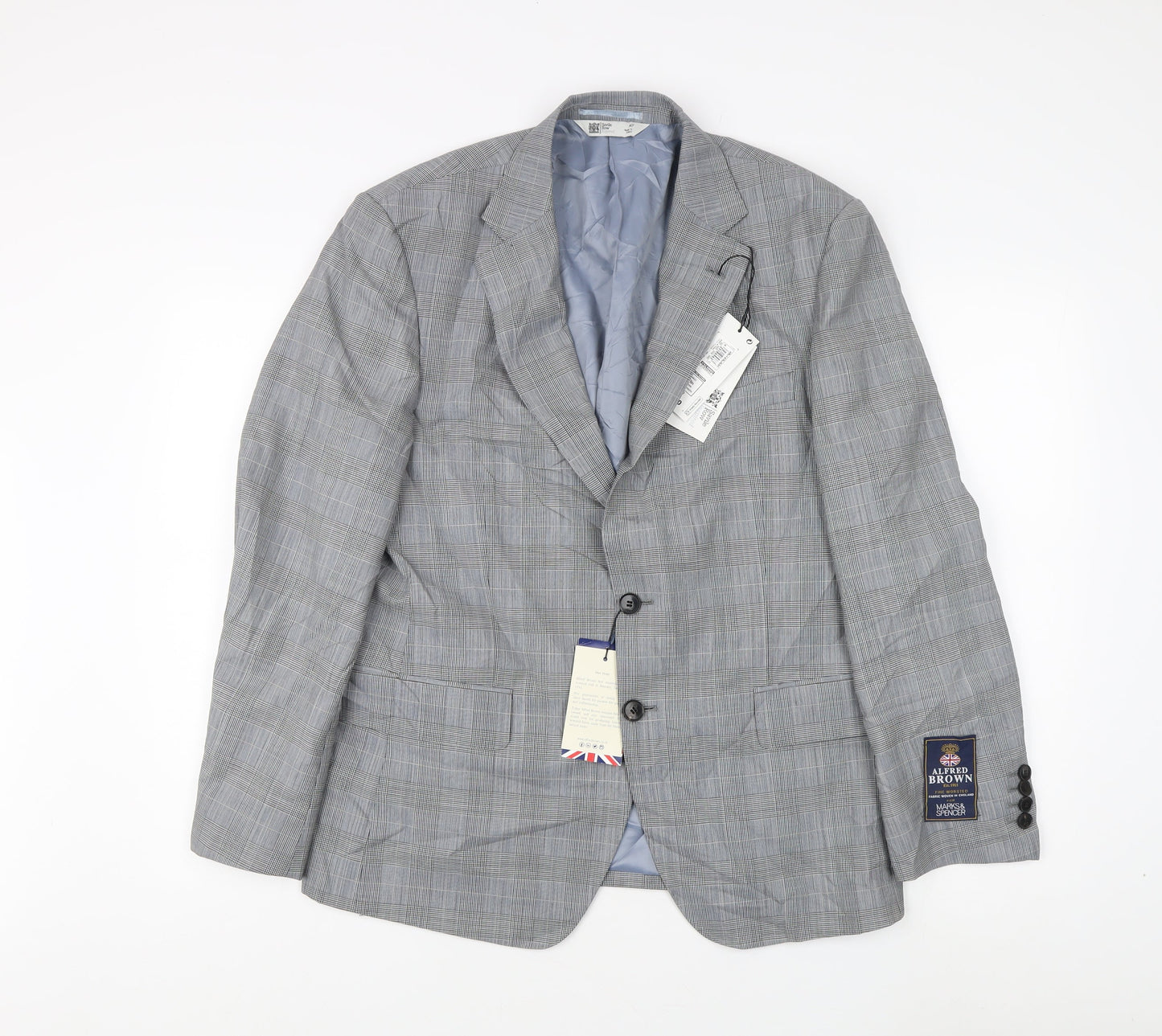 Marks and Spencer Men's Grey Check Blazer, 40