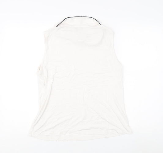 Hobbs Women's White Collared Sleeveless Blouse - L