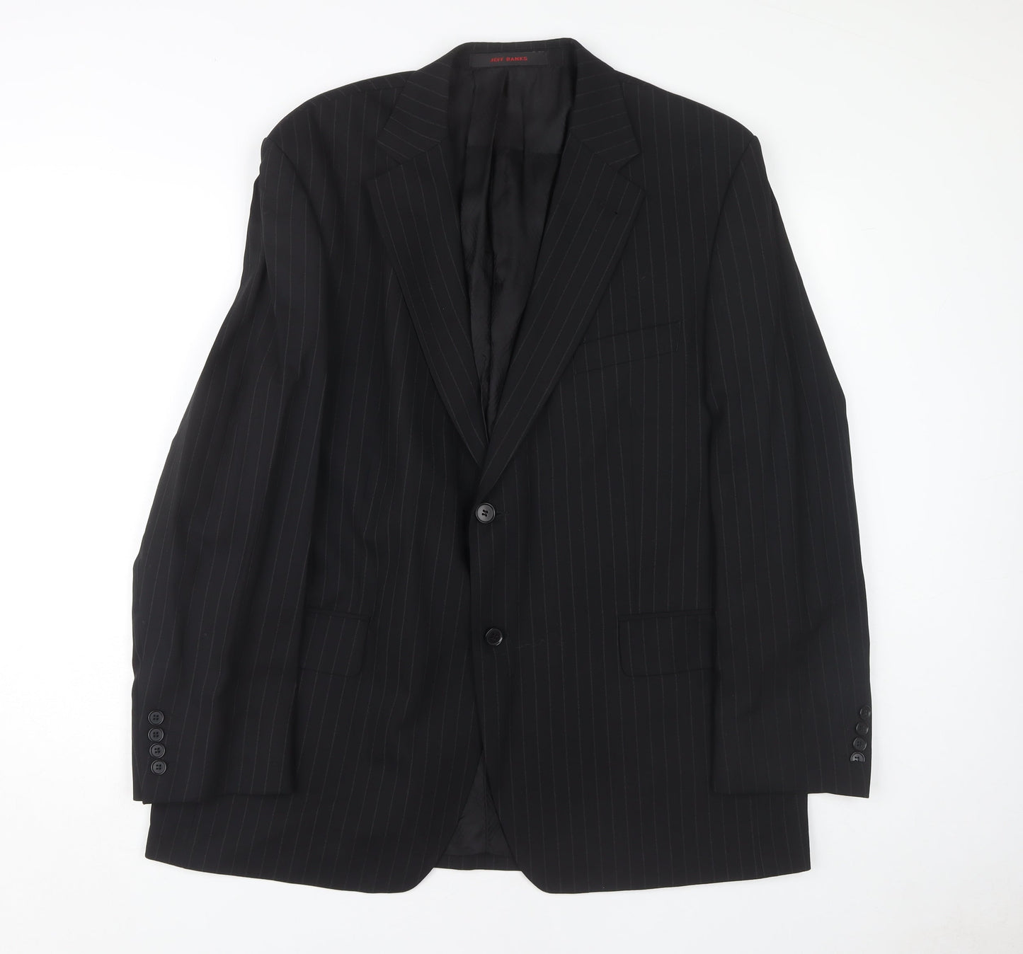 Jeff Banks Men's Black Striped Blazer 44R