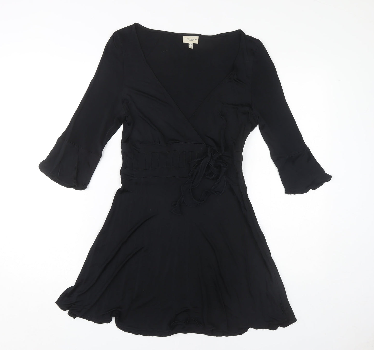 Karen Millen Women's Black Wrap Dress UK 14 Viscose