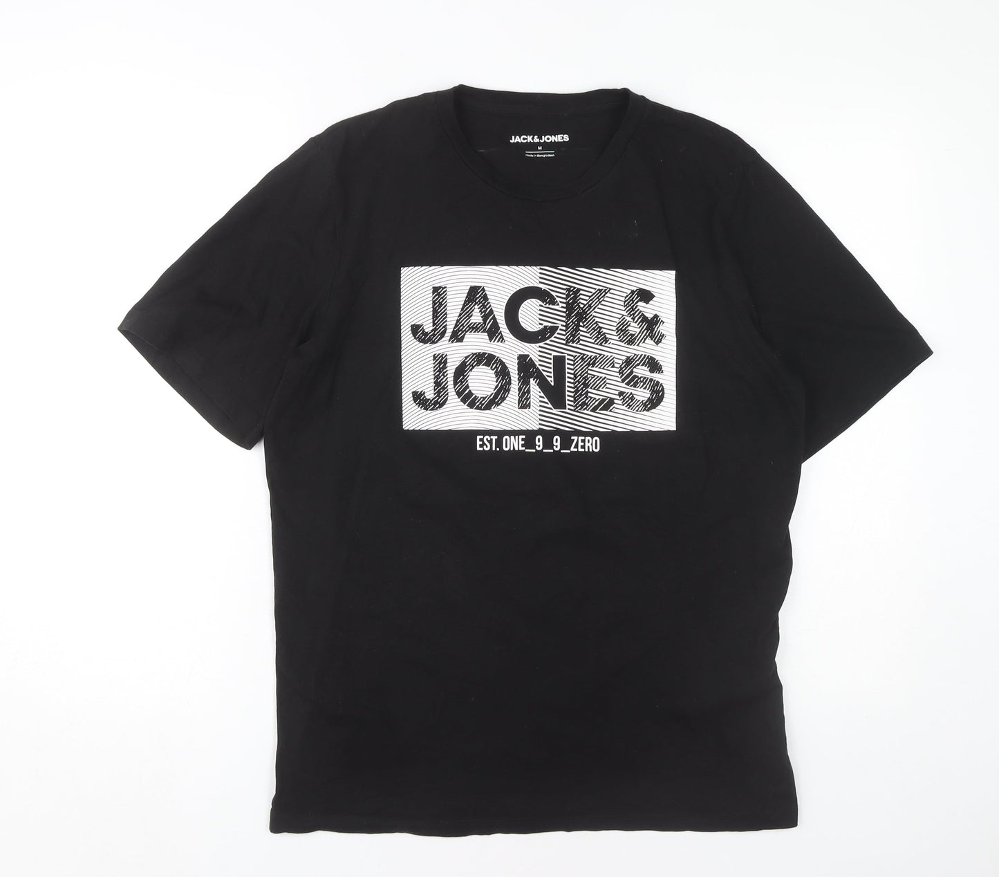 Jack & Jones Men's Black Graphic T-Shirt, M, Cotton