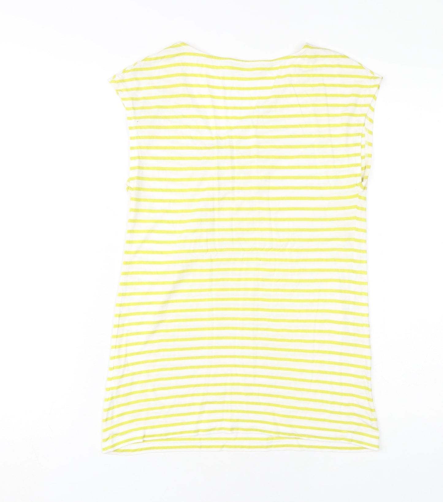 Whistles Women's Yellow Striped V-Neck T-Shirt Size 2