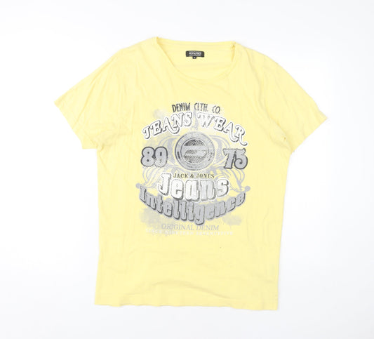 Jack & Jones Men's Yellow Graphic Print T-Shirt M