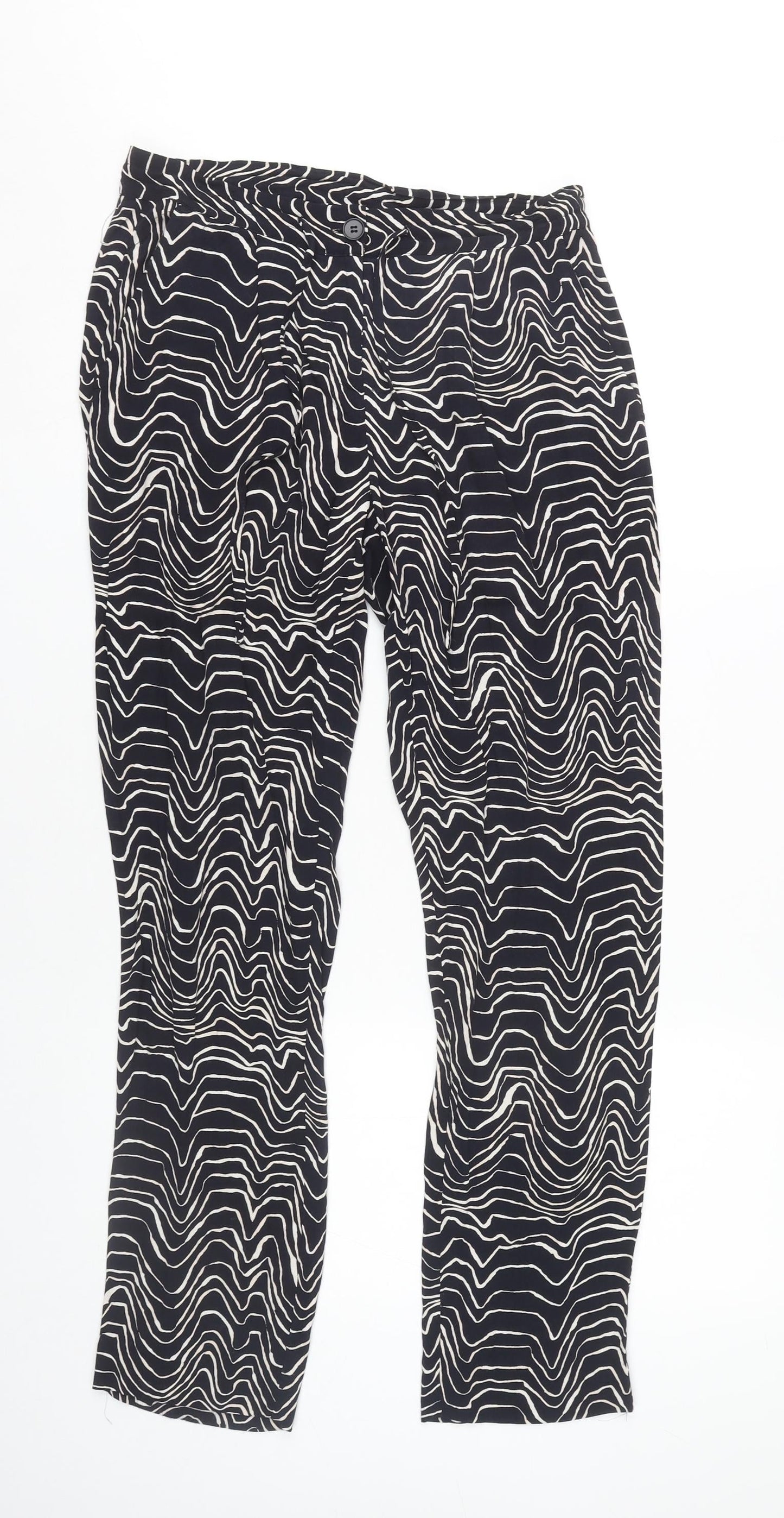 Jigsaw Women’s Black Geometric Trousers Size 8