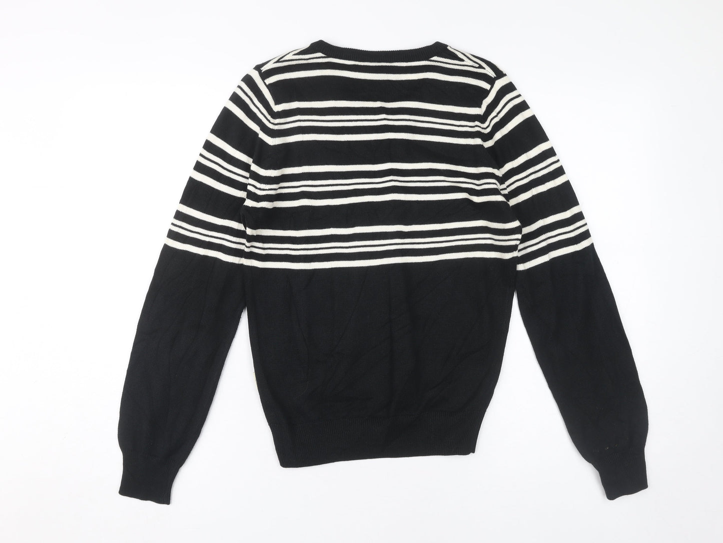 Glenmuir Women's Black V-Neck Striped Pullover Jumper