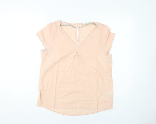White Stuff Women's Pink Blouse UK 8 V-Neck