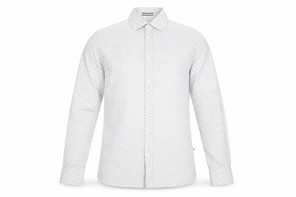 Ted Baker Men's White Geometric Dress Shirt S