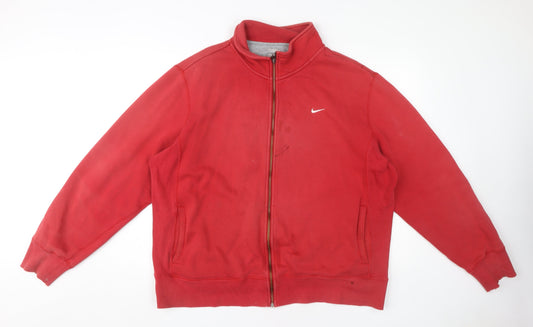 Nike Men's XL Red Full Zip Sweatshirt - High Neck Comfort