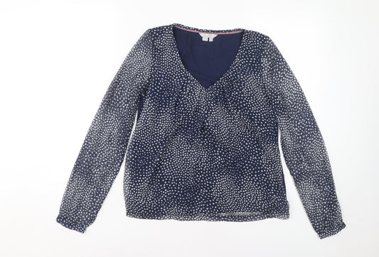 Boden Women's Blue Polka Dot Blouse, UK 6, Tunic Style