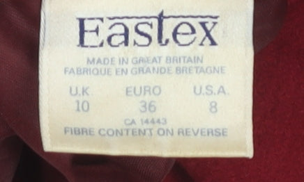 Eastex Women's Red Wool Double-Breasted Coat, Size 10