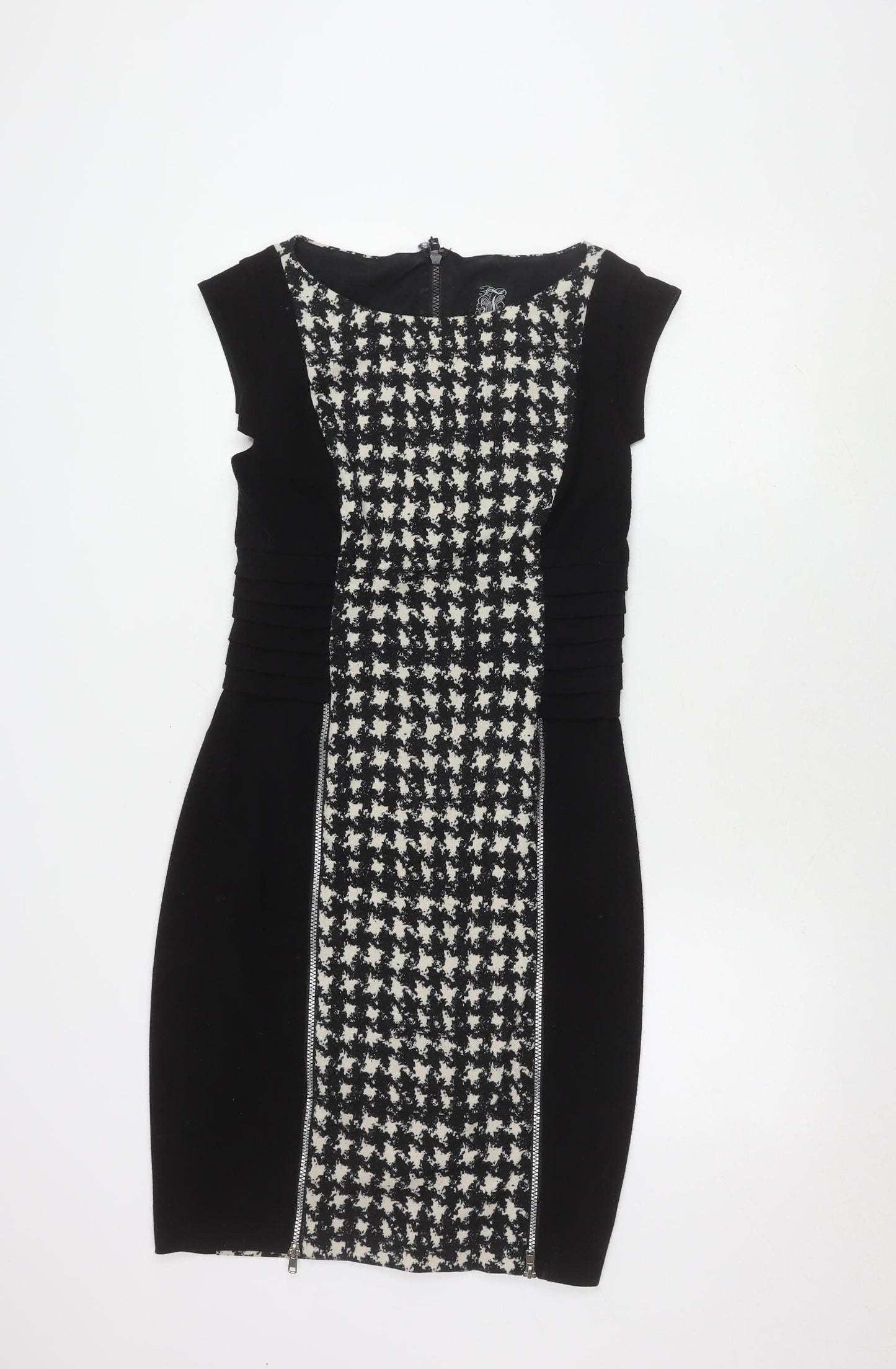 Jax Women's Black Sheath Dress, Size 10, Houndstooth