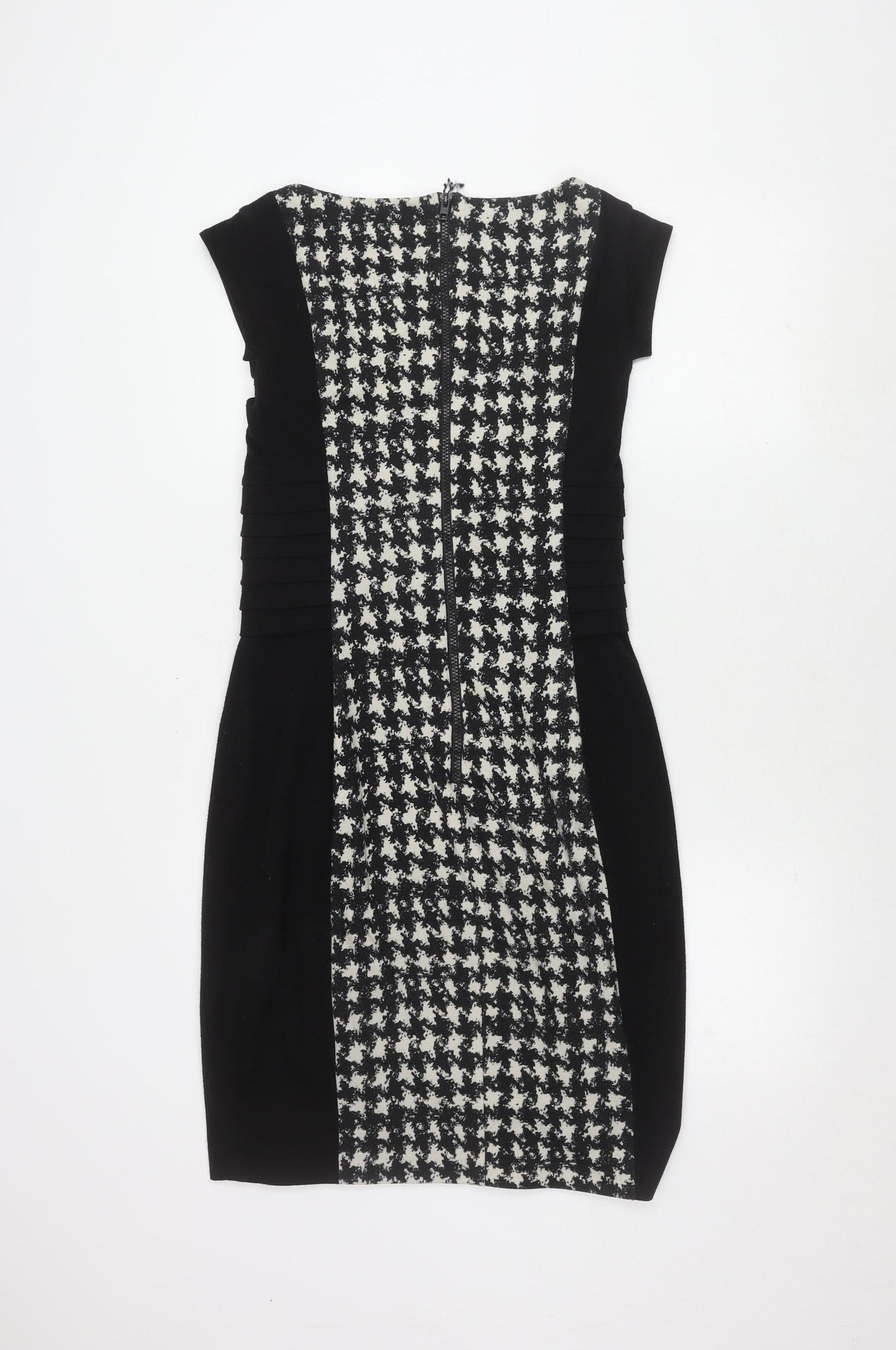 Jax Women's Black Sheath Dress, Size 10, Houndstooth