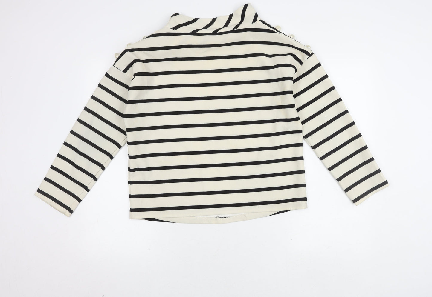 Zara Women's White Striped Mock Neck Blouse Size 12