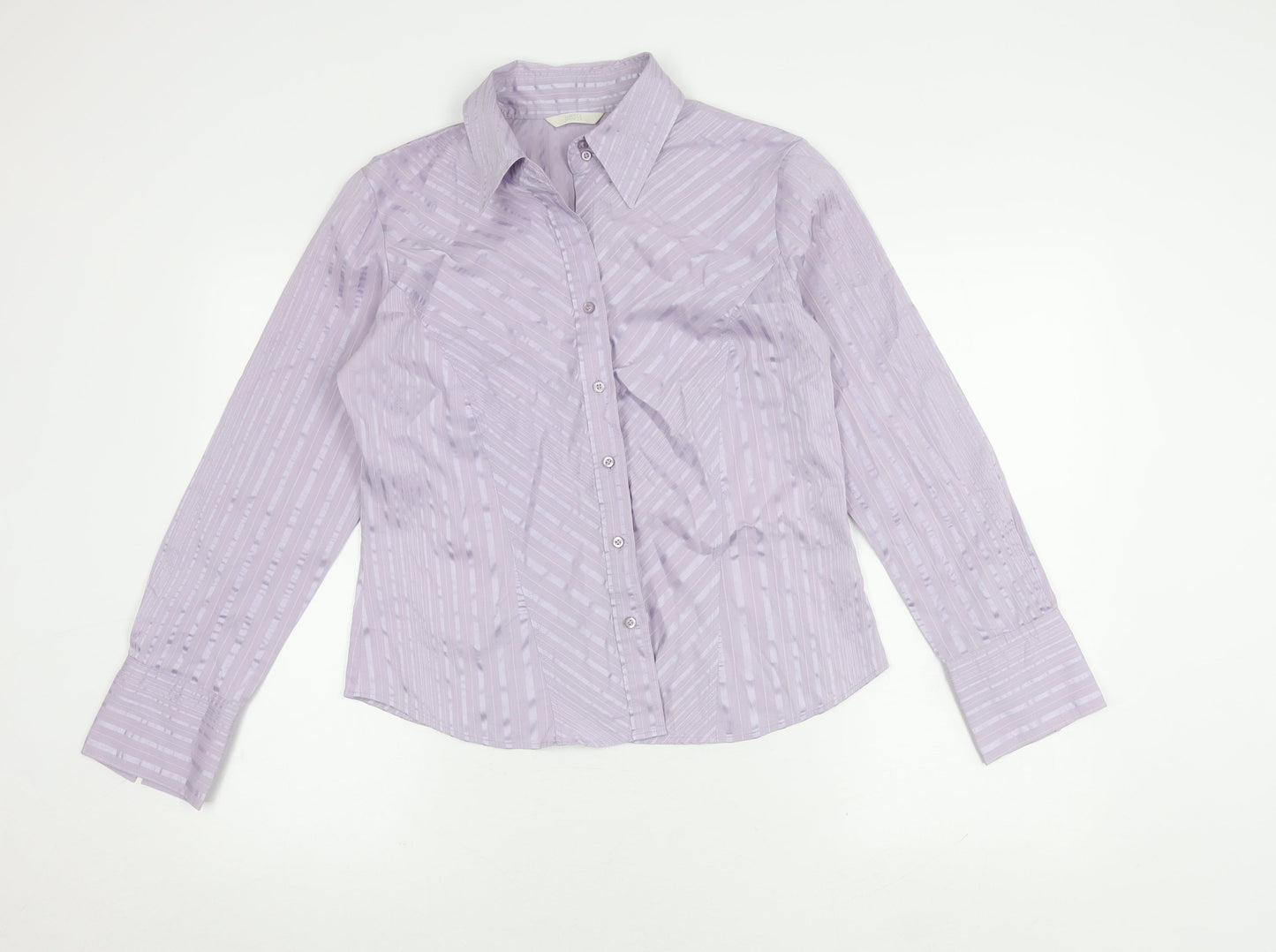 Marks & Spencer Women's Purple Striped Shirt Size 14