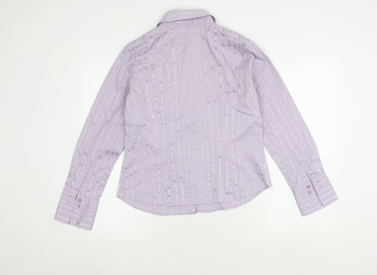 Marks & Spencer Women's Purple Striped Shirt Size 14