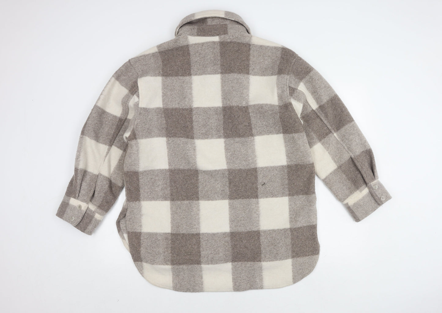 H&M Women's Grey Check Button Jacket Size M Casual