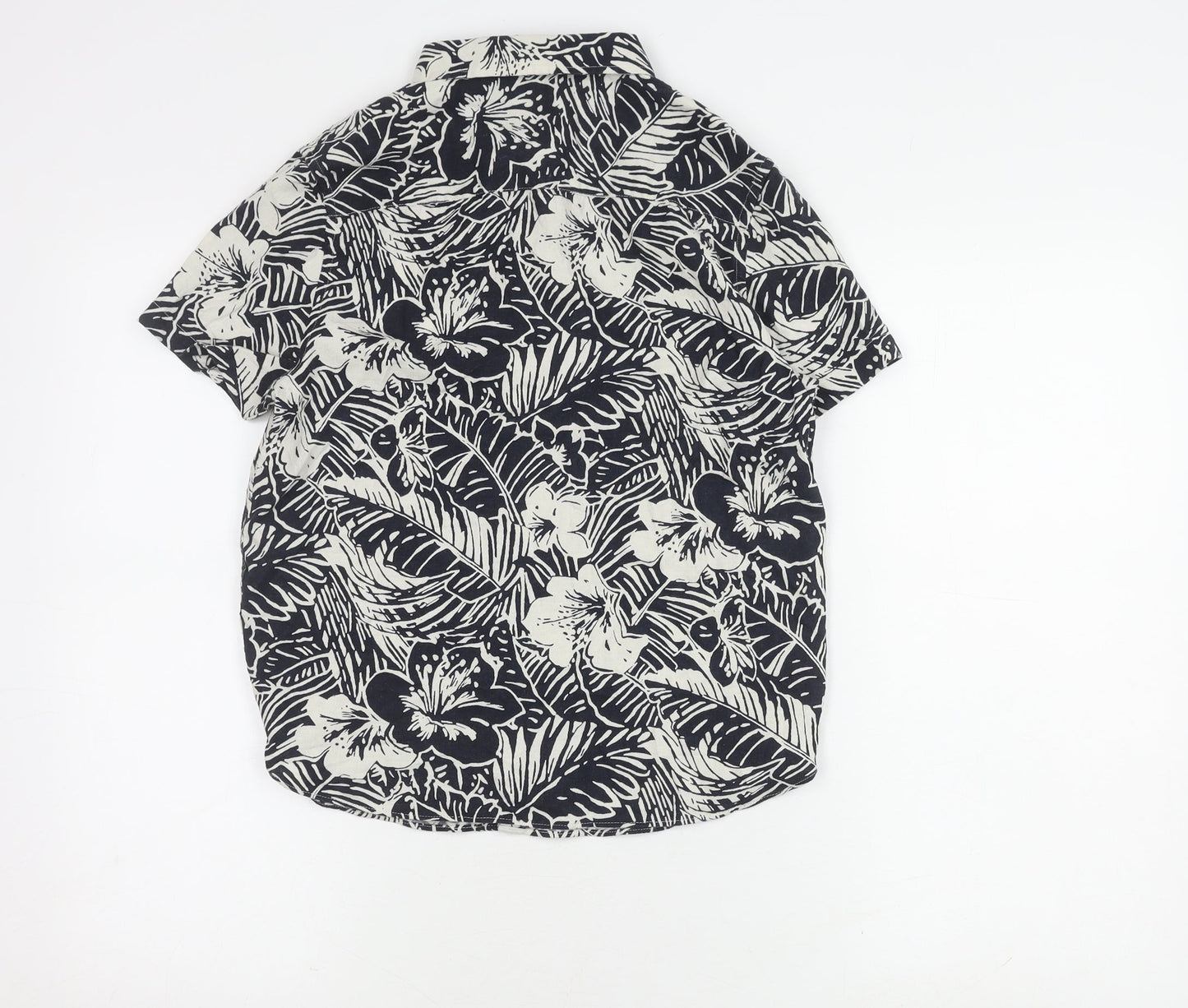 Marks and Spencer Boys Blue Floral Shirt 9-10 Yrs Linen Viscose